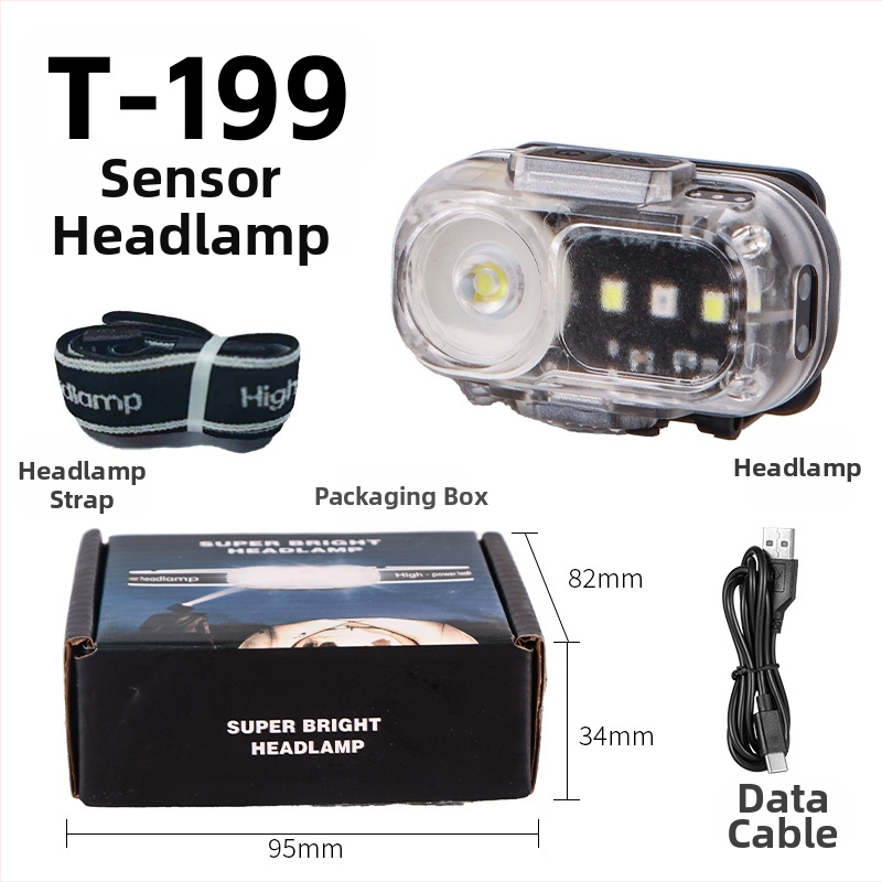Galvos žibintu išorinei nakčiai su jutiklio sensoriumi, įkraunamas LED, ultra lengvas nešiojamas, 1200mAh baterija, 10W, įkroviklis įtrauktas