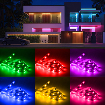 Solarne vanjske LED trake za vrt i dvorište, vodootporne 5050 LED diode, 30 LED/m, daljinsko upravljanje
