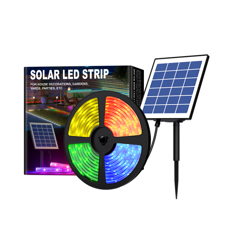 Solarne vanjske LED trake za vrt i dvorište, vodootporne 5050 LED diode, 30 LED/m, daljinsko upravljanje