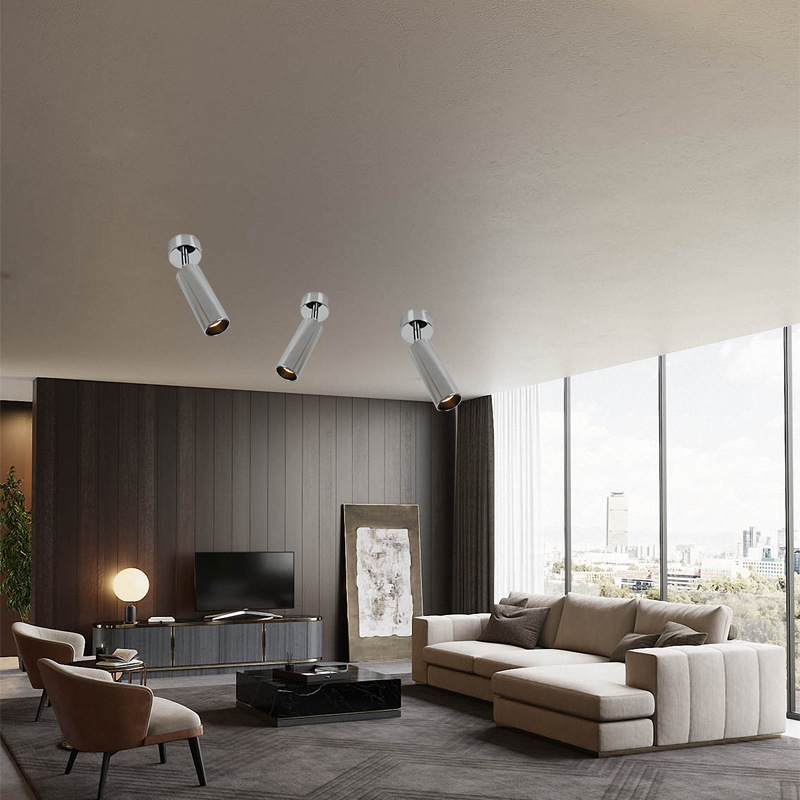 Повърхностно монтиран прожектор със сребърно покритие и античен стил, ретро регулируема глава за осветяване надолу, алуминиев корпус, 220V, LED, CRI≥95