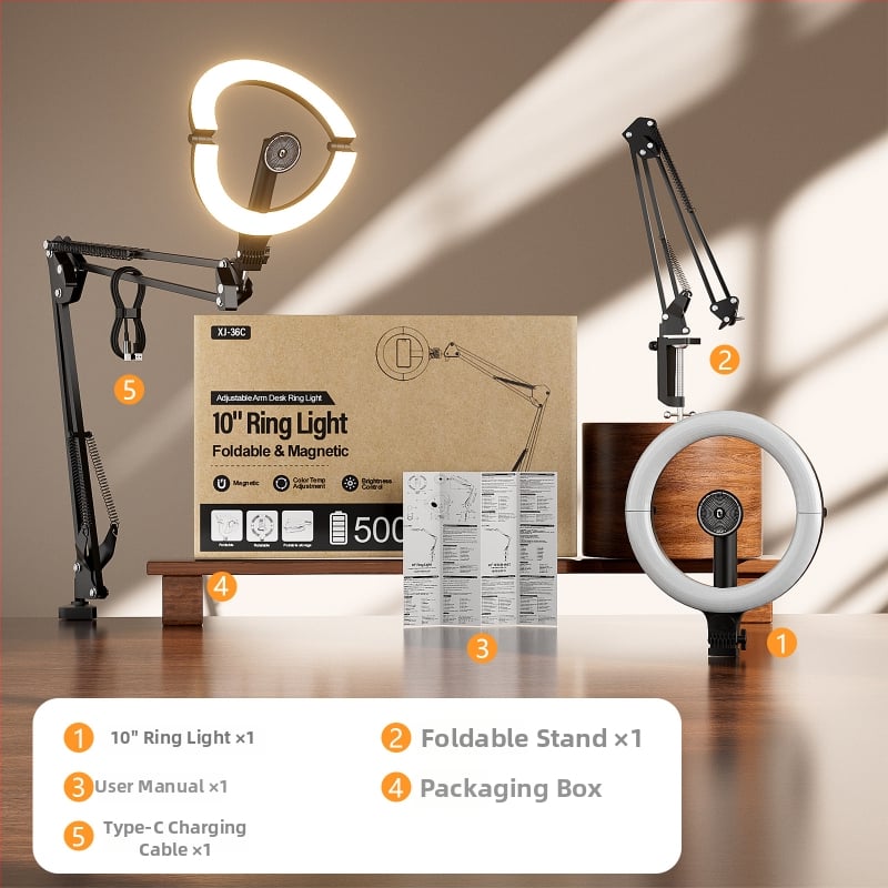 Sklopiva magnetska kružna rasvjeta s ugrađenom baterijom od 5000mAh, 10W, podesiva temperatura boje 2500–9900K, model Xj-36c