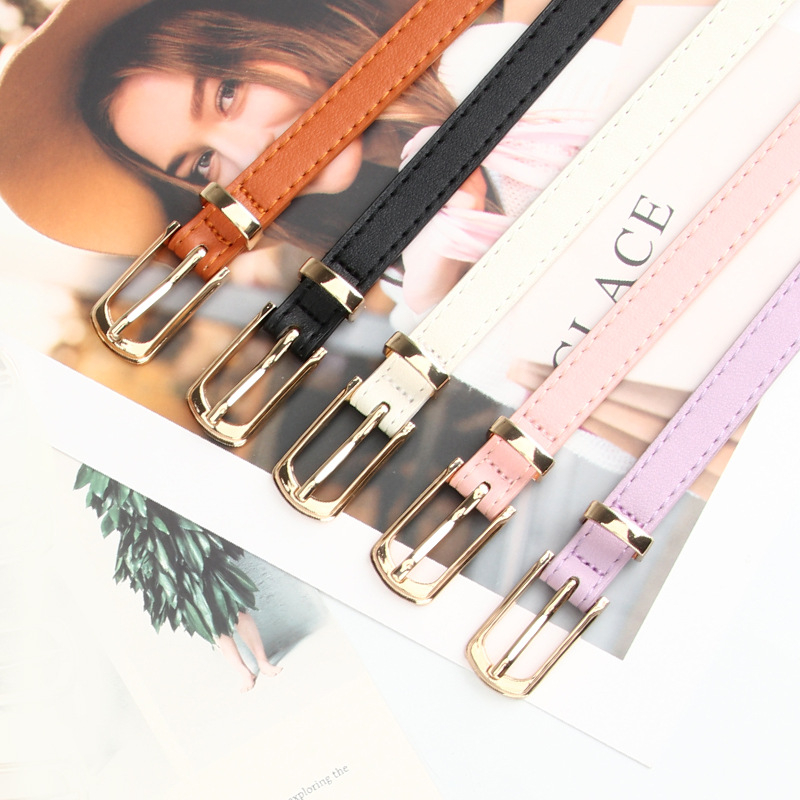 Curea pentru rochie din piele artificială, cataramă din aliaj cu știft, lățime sub 2 cm, stil proaspăt și dulce