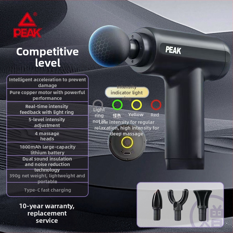 Μίνι μυοφασιακό μασάζ εργαλείο με υψηλή ώθηση, 4 κεφαλές μασάζ, ενσωματωμένη μπαταρία 1200–2000 mAh, έως 12 ώρες λειτουργίας, 5 ταχύτητες, θόρυβος 36–45 dB