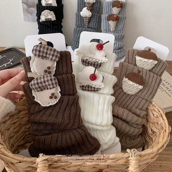 Șosete pentru copii, lungime medie până la gambe, groase, tricotate, din fibră acrilică, uni, pentru 3–8 ani