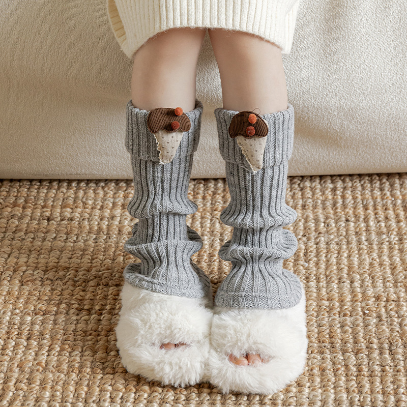 Șosete pentru copii, lungime medie până la gambe, groase, tricotate, din fibră acrilică, uni, pentru 3–8 ani