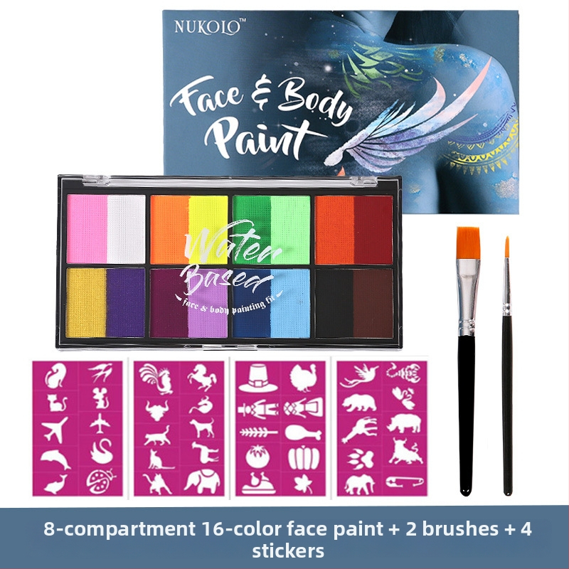 Xu Peng ūdens bāzes sejas un ķermeņa krāsu komplekts, 8 nodalījumu kastē (Zīmols: Xu Peng; Materiāls: ūdens bāzes; Pieteikums: akvareļu gleznošana; Iepakojums: 8 nodalījumu kastīte)