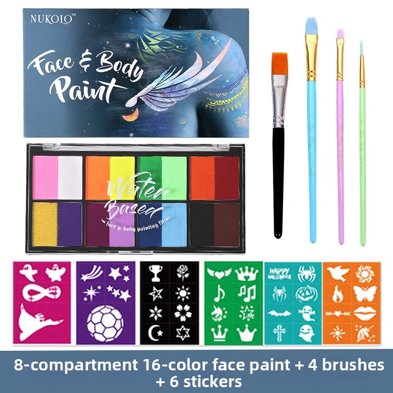 Xu Peng ūdens bāzes sejas un ķermeņa krāsu komplekts, 8 nodalījumu kastē (Zīmols: Xu Peng; Materiāls: ūdens bāzes; Pieteikums: akvareļu gleznošana; Iepakojums: 8 nodalījumu kastīte)