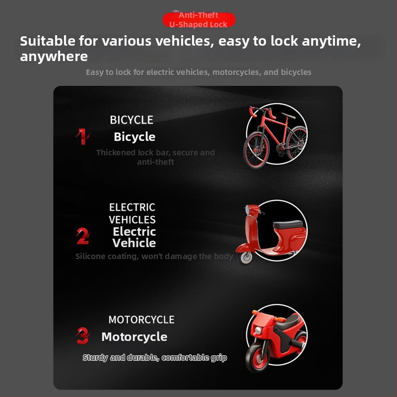 Jiuxing U-veida aizslēga elektromobiļiem, motocikliem un velosipēdiem – sakausējuma tērauds, modeļi X18, 388, 8362; svars 1,6 kg; mūsdienīgs minimālisma stils