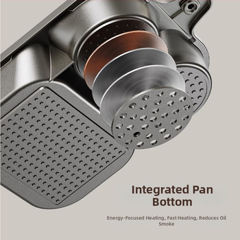 Tryfunkcinė pusryčių keptuvė su nepridegančia danga, aliuminio lydinio korpusas, 14 cm gylis, kalėta stiklo dangtis