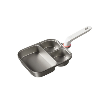 Tryfunkcinė pusryčių keptuvė su nepridegančia danga, aliuminio lydinio korpusas, 14 cm gylis, kalėta stiklo dangtis