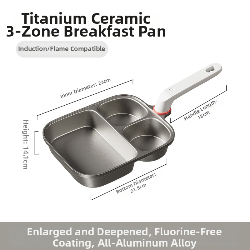 Tryfunkcinė pusryčių keptuvė su nepridegančia danga, aliuminio lydinio korpusas, 14 cm gylis, kalėta stiklo dangtis