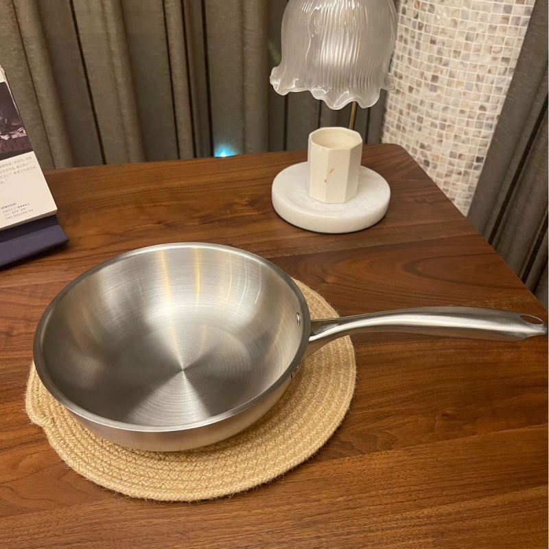 Nezašećena tava od nehrđajućeg čelika, bez premaza, s plosnatim dnom, model FP-HYOF, 201 čelika, pogodna za plin i indukciju