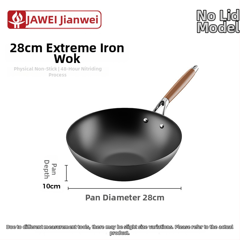 Wok iš plono geležies, kinų stiliaus, stiklinis dangtelis, tinkamas visoms viryklėms, vieno dugno