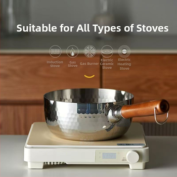 Pienų puodas, neprilimpančio paviršiaus, 316 nerūdijančiojo plieno, japonų stiliaus Yukihira, su vienu dugnu, tinkamas visoms viryklėms