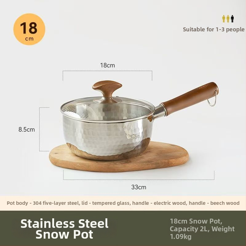 Pienų puodas, neprilimpančio paviršiaus, 316 nerūdijančiojo plieno, japonų stiliaus Yukihira, su vienu dugnu, tinkamas visoms viryklėms