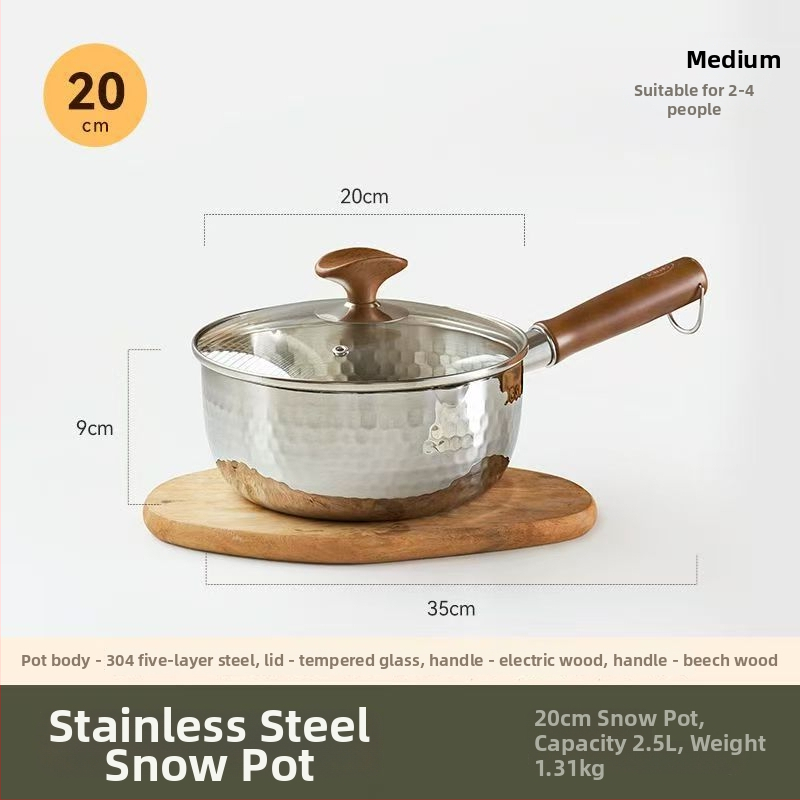 Pienų puodas, neprilimpančio paviršiaus, 316 nerūdijančiojo plieno, japonų stiliaus Yukihira, su vienu dugnu, tinkamas visoms viryklėms