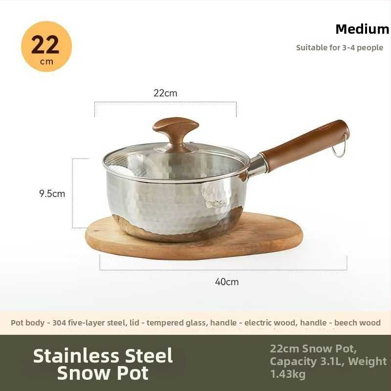 Pienų puodas, neprilimpančio paviršiaus, 316 nerūdijančiojo plieno, japonų stiliaus Yukihira, su vienu dugnu, tinkamas visoms viryklėms