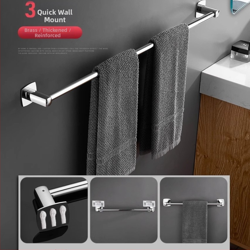 Držiak na uteráky do kúpeľne z meďnej zliatiny, 1 vrstva, leštený povrch, nosnosť 5 kg