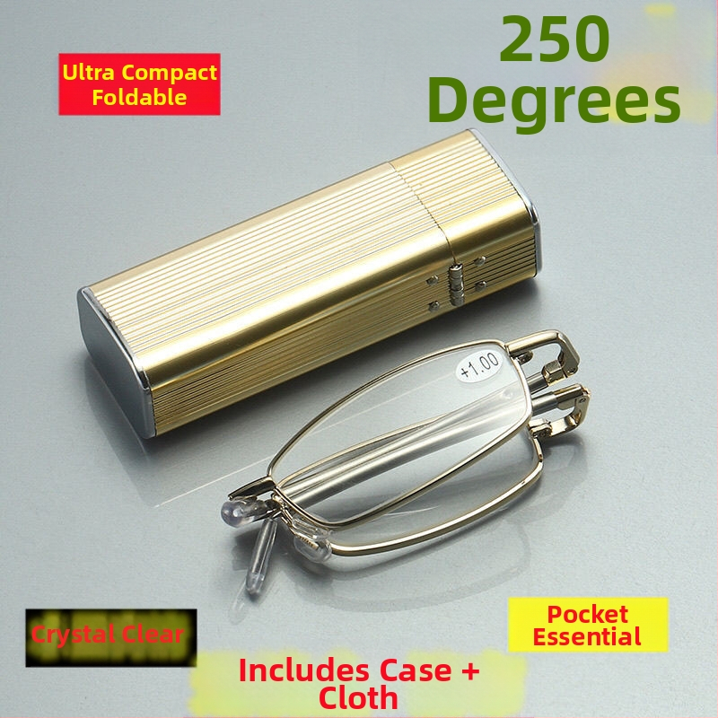 Sulankstomi anti-radiacijos skaitymo akiniai su stiklo lęšiais ir metaliniu rėmeliu, asferiniai lęšiai