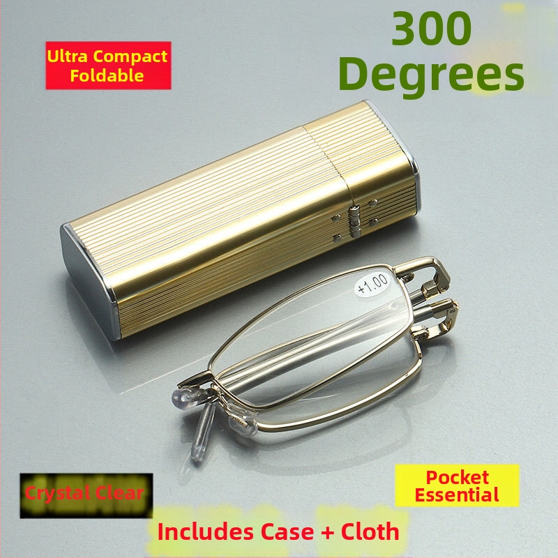 Sulankstomi anti-radiacijos skaitymo akiniai su stiklo lęšiais ir metaliniu rėmeliu, asferiniai lęšiai