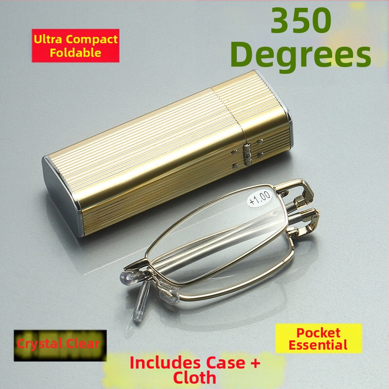 Sulankstomi anti-radiacijos skaitymo akiniai su stiklo lęšiais ir metaliniu rėmeliu, asferiniai lęšiai