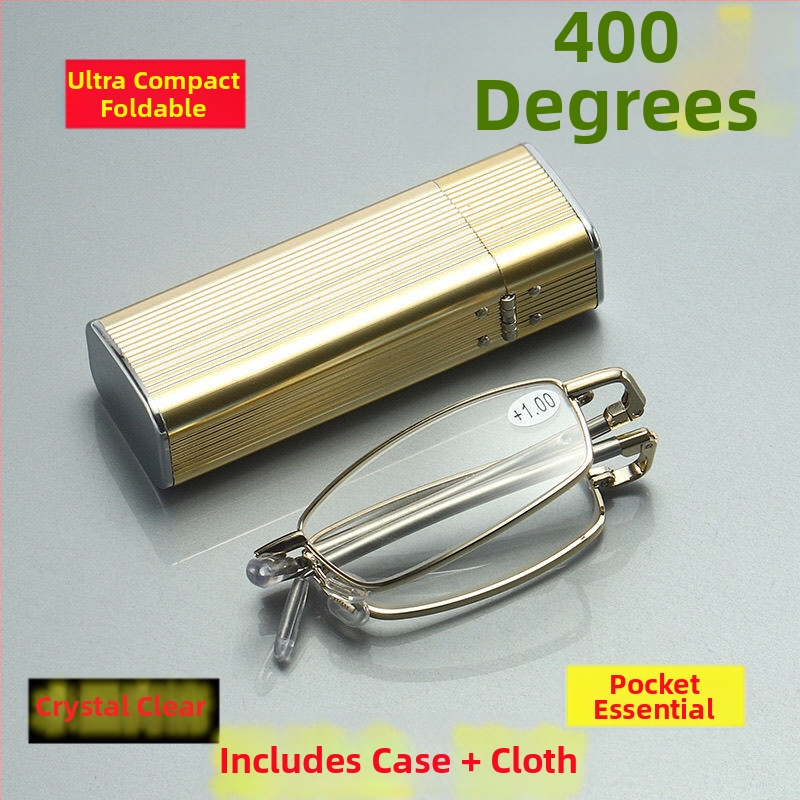 Sulankstomi anti-radiacijos skaitymo akiniai su stiklo lęšiais ir metaliniu rėmeliu, asferiniai lęšiai