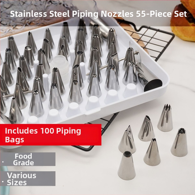 Dekoravimo antgalių rinkinys – pilnas įrankių komplektas su kremui maišu ir kūdikių maistui