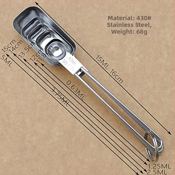 Big Eyes nerūdijančio plieno matavimo šaukštų rinkinys, 5 dalių kepimui