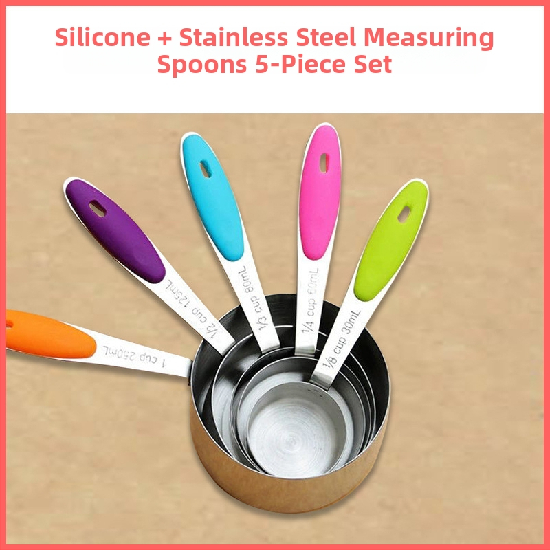 Big Eyes nerūdijančio plieno matavimo šaukštų rinkinys, 5 dalių kepimui