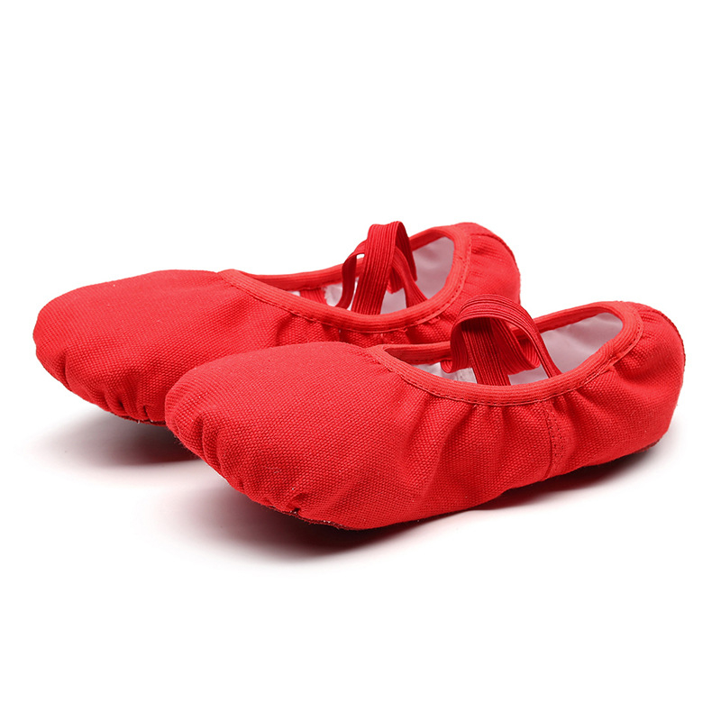 Pantofi de dans pentru copii - partea superioară din pânză, talpă din piele de vițel, respirabili, ușori, pentru balet și dans modern