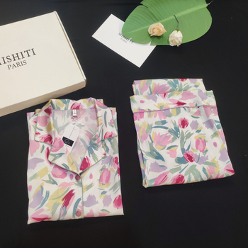 Pidžame Ice Silk, ultra tanke 61-80 g/m², ovratnik rever, 95–100% poliester