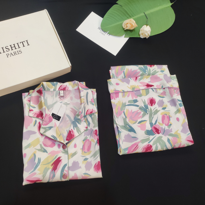 Pidžame Ice Silk, ultra tanke 61-80 g/m², ovratnik rever, 95–100% poliester