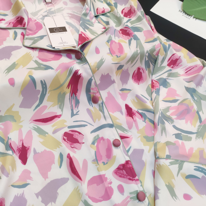 Pidžame Ice Silk, ultra tanke 61-80 g/m², ovratnik rever, 95–100% poliester