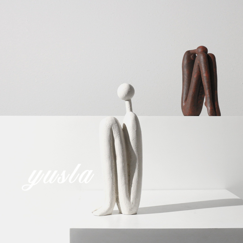 Sculptură de figură din rășină, stil modern minimalist, design stickman