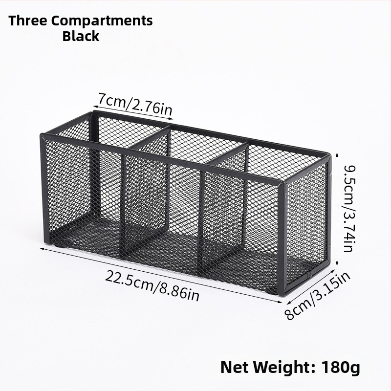 Metalo stalinis organizatorius su keliomis skyrių (3–4), rašiklių laikiklis ir kosmetikos organizatorius, pritaikymas