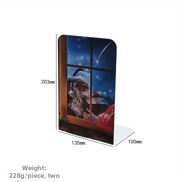 Metaliniai knygų stovai L formos su priešslydimo danga, Kalėdinio stiliaus biuro dekoras, komplektas 2 vnt., grynoji masė 465 g