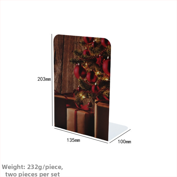 Metaliniai knygų stovai L formos su priešslydimo danga, Kalėdinio stiliaus biuro dekoras, komplektas 2 vnt., grynoji masė 465 g