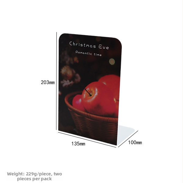 Metaliniai knygų stovai L formos su priešslydimo danga, Kalėdinio stiliaus biuro dekoras, komplektas 2 vnt., grynoji masė 465 g