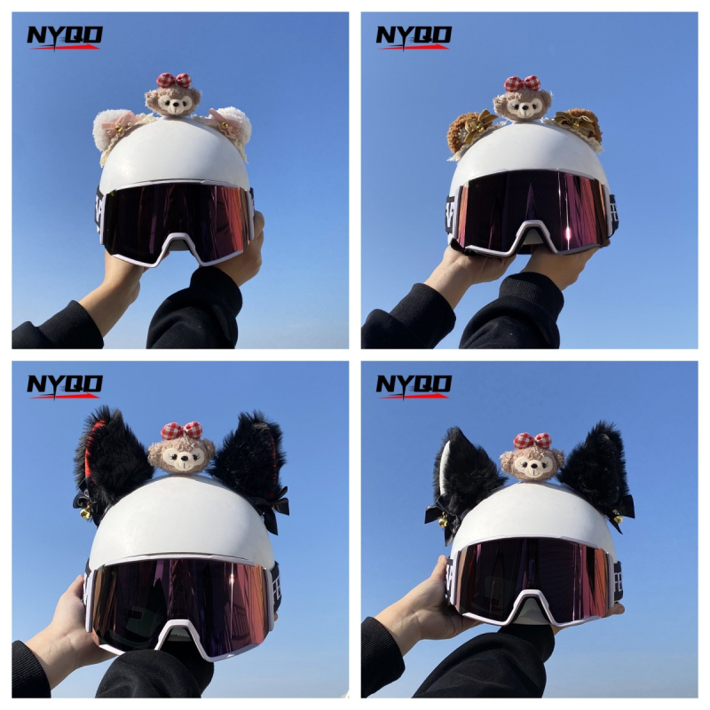 Пухени котешки уши - аксесоар за глава, модел NYQD 0807, сваляем дизайн за ски каска