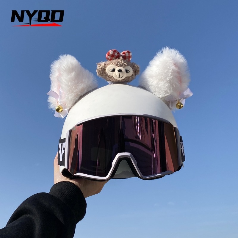 Пухени котешки уши - аксесоар за глава, модел NYQD 0807, сваляем дизайн за ски каска