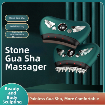 Elektriska gua sha sejas skrāpēšanas ierīce ar akmens plāksni, uzlādes tips, pogas vadība, bezpakāpju ātrums, temperatūra 30–50°C