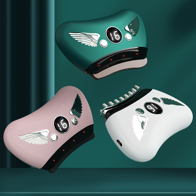 Elektriska gua sha sejas skrāpēšanas ierīce ar akmens plāksni, uzlādes tips, pogas vadība, bezpakāpju ātrums, temperatūra 30–50°C