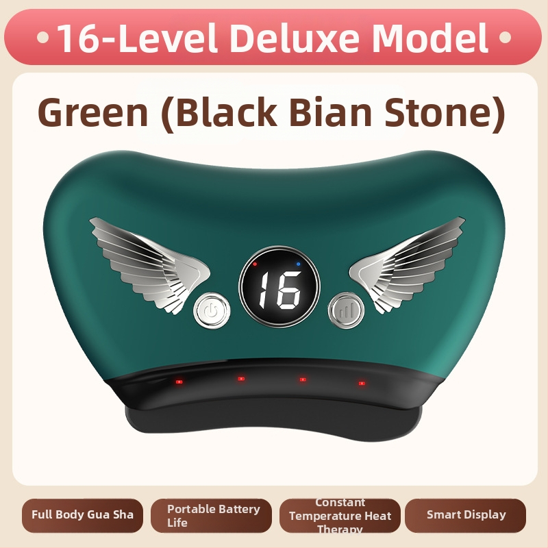 Elektriska gua sha sejas skrāpēšanas ierīce ar akmens plāksni, uzlādes tips, pogas vadība, bezpakāpju ātrums, temperatūra 30–50°C