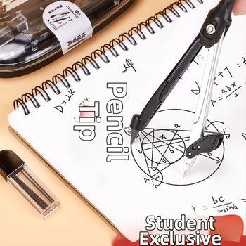 9 dalių komplektas mokiniams: kompasas ir liniuotė - neelektrinis, dovana mokiniams