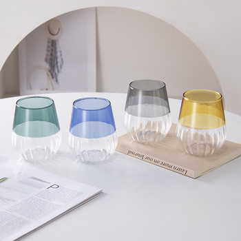 Borosilikatinio stiklo pusryčių taurė, dryžuotas dizainas, atspari šilumai, 401–500 ml, retro stilius, be rankenos