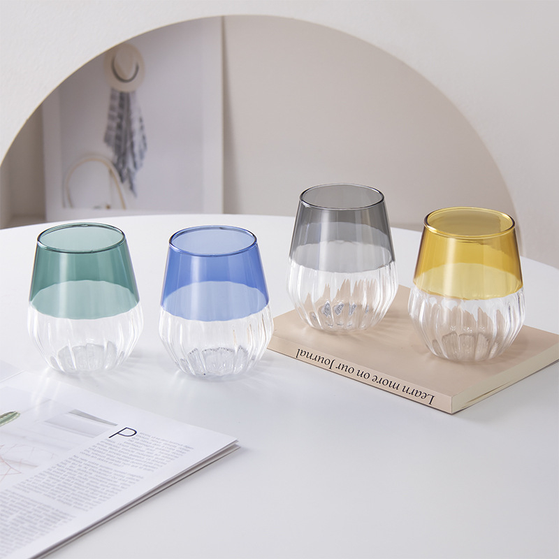 Borosilikatinio stiklo pusryčių taurė, dryžuotas dizainas, atspari šilumai, 401–500 ml, retro stilius, be rankenos