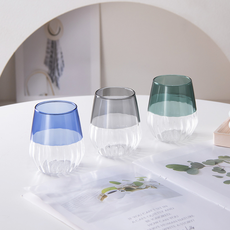 Borosilikatinio stiklo pusryčių taurė, dryžuotas dizainas, atspari šilumai, 401–500 ml, retro stilius, be rankenos