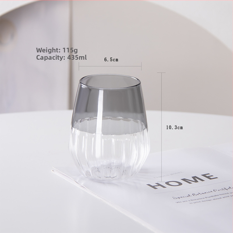 Borosilikatinio stiklo pusryčių taurė, dryžuotas dizainas, atspari šilumai, 401–500 ml, retro stilius, be rankenos