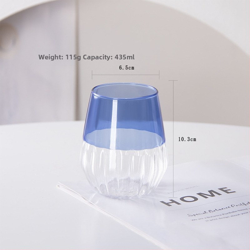 Borosilikatinio stiklo pusryčių taurė, dryžuotas dizainas, atspari šilumai, 401–500 ml, retro stilius, be rankenos