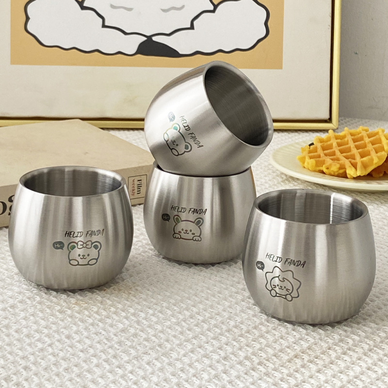 Vaikų nerūdijančio plieno vandens puodelis su karikatūriniu dizainu, dviejų sluoksnių sienelėmis, apsauga nuo nudegimų, atspari kritimui